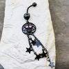 Black PVD Plated Alien Skull and Stars Dangle WildKlass Navel Ring-WildKlass Jewelry
