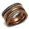 WildKlass Stainless Steel Ring IP Light Black & IP Light Coffee Women Top Grade Crystal Black Diamond-WildKlass Jewelry