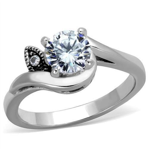 WildKlass Stainless Steel Ring High Polished (no Plating) Women AAA Grade CZ Clear-WildKlass Jewelry
