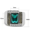WildKlass Stainless Steel Ring Two-Tone IP Gold Men Synthetic Blue Zircon-WildKlass Jewelry