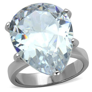 WildKlass Stainless Steel Ring High Polished (no Plating) Women AAA Grade CZ Clear-WildKlass Jewelry