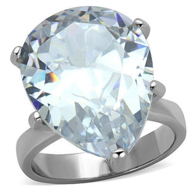 WildKlass Stainless Steel Ring High Polished (no Plating) Women AAA Grade CZ Clear-WildKlass Jewelry