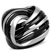 WildKlass Stainless Steel Ring Two-Tone IP Black Women-WildKlass Jewelry