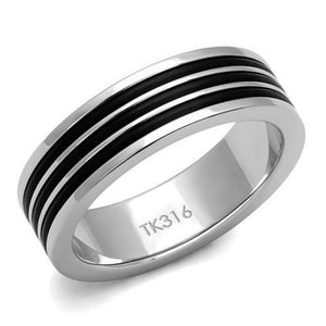WildKlass Stainless Steel Ring High Polished Men Epoxy Jet-WildKlass Jewelry