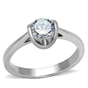 WildKlass Stainless Steel Ring High Polished (no Plating) Women AAA Grade CZ Clear-WildKlass Jewelry