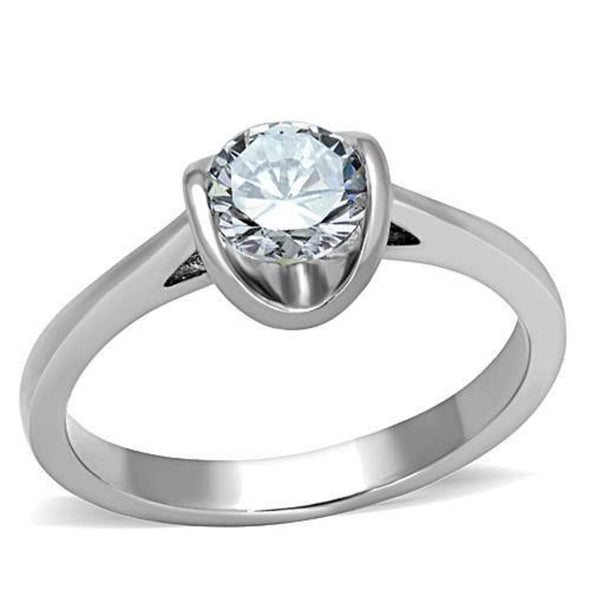 WildKlass Stainless Steel Ring High Polished (no Plating) Women AAA Grade CZ Clear-WildKlass Jewelry