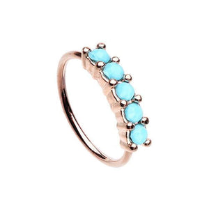 Rose Gold Turquiose Seamless Prong Set 5 Gem Bendable WildKlass Nose Hoop-WildKlass Jewelry