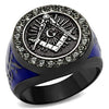WildKlass Stainless Steel Ring Two Tone IP Light Black (IP Gun) Men Top Grade Crystal Black Diamond-WildKlass Jewelry