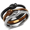 WildKlass Stainless Steel Ring Three Tone IP（IP Light Coffee & IP Light Black & High Polished Women-WildKlass Jewelry