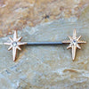 Rose Gold Plated Northern Star WildKlass Nipple Bar-WildKlass Jewelry