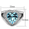 WildKlass Stainless Steel Ring High Polished (no Plating) Women Top Grade Crystal Sea Blue-WildKlass Jewelry
