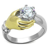 WildKlass Stainless Steel Novelty Ring Two-Tone IP Gold Women AAA Grade CZ Clear-WildKlass Jewelry