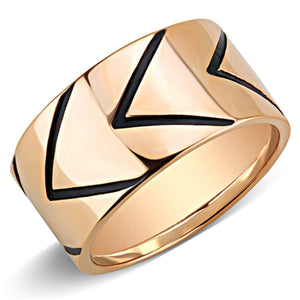 WildKlass Stainless Steel Ring IP Rose GoldUnisex Epoxy Jet-WildKlass Jewelry