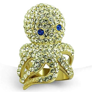 WildKlass Stainless Steel Ring IP Gold Women Top Grade Crystal Multi Color-WildKlass Jewelry