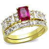 WildKlass Stainless Steel Ring IP Gold Women AAA Grade CZ Ruby-WildKlass Jewelry