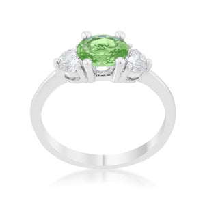 WildKlass 1.2ct Peridot CZ Rhodium Plated Classic Oval Ring-WildKlass Jewelry