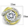 WildKlass Stainless Steel Ring Two-Tone IP Gold Women AAA Grade CZ Clear-WildKlass Jewelry
