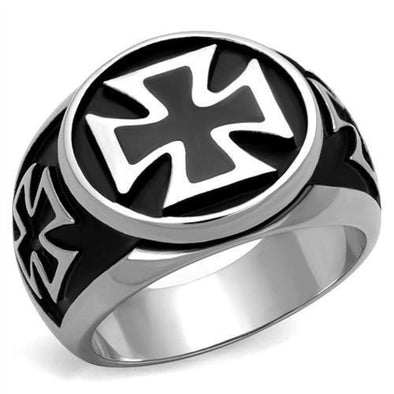 WildKlass Stainless Steel Ring High Polished Men Epoxy Jet-WildKlass Jewelry