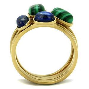 WildKlass Stainless Steel Ring IP Gold Women Synthetic Emerald-WildKlass Jewelry