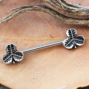 316L Stainless Steel Three Leaf WildKlass Nipple Bar-WildKlass Jewelry