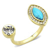 WildKlass Stainless Steel Ring IP Gold Women Synthetic Turquoise-WildKlass Jewelry