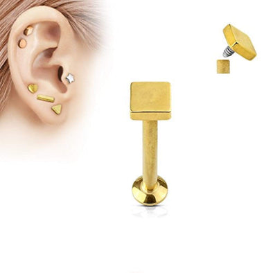 Square Top Internally Threaded 316L Surgical Steel WildKlassLabret, Monroe, Cartilage Studs-WildKlass Jewelry
