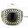 WildKlass Stainless Steel Ring Two-Tone IP Gold Men Synthetic Jet-WildKlass Jewelry