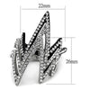 WildKlass Stainless Steel Ring Two-Tone IP Black Women Top Grade Crystal Clear-WildKlass Jewelry