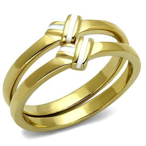 WildKlass Stainless Steel Ring IP Gold Women Epoxy White-WildKlass Jewelry