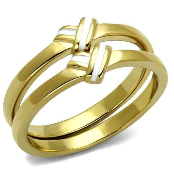WildKlass Stainless Steel Ring IP Gold Women Epoxy White-WildKlass Jewelry