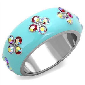 WildKlass Stainless Steel Ring High Polished (no Plating) Women Top Grade Crystal Light Rose-WildKlass Jewelry