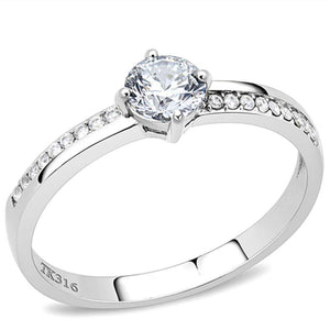 WildKlass Stainless Steel Ring High Polished Women AAA Grade CZ Clear-WildKlass Jewelry