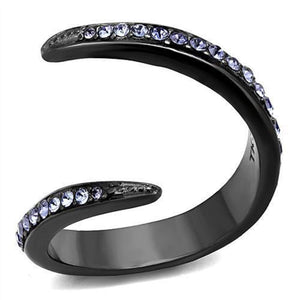 WildKlass Stainless Steel Ring IP Light Black (IP Gun) Women Top Grade Crystal Tanzanite-WildKlass Jewelry