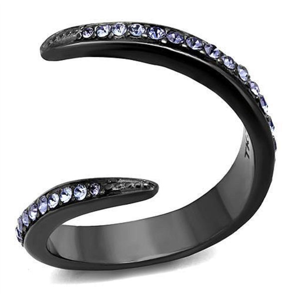 WildKlass Stainless Steel Ring IP Light Black (IP Gun) Women Top Grade Crystal Tanzanite-WildKlass Jewelry