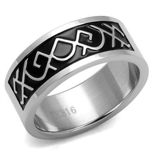 WildKlass Stainless Steel Ring High Polished Men Epoxy Jet-WildKlass Jewelry