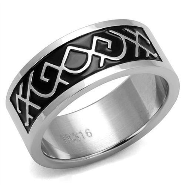 WildKlass Stainless Steel Ring High Polished Men Epoxy Jet-WildKlass Jewelry