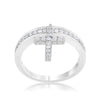 WildKlass 0.2ct CZ Rhodium Plated Cross Charm Ring-WildKlass Jewelry