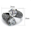WildKlass Stainless Steel Ring IP Light Black (IP Gun) Women AAA Grade CZ Clear-WildKlass Jewelry