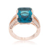 WildKlass 8.6ct Aqua CZ Rose Gold Emerald Classic Cocktail Ring-WildKlass Jewelry