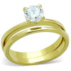WildKlass Stainless Steel Ring IP Gold Women AAA Grade CZ Clear-WildKlass Jewelry