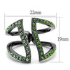 WildKlass Stainless Steel Ring IP Light Black (IP Gun) Women Top Grade Crystal Multi Color-WildKlass Jewelry