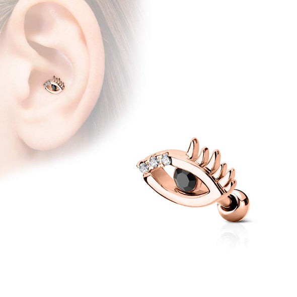 CZ Set All Seeing Eye Top 316L Surgical Steel WildKlass Cartilage, Tragus Barbell Studs-WildKlass Jewelry