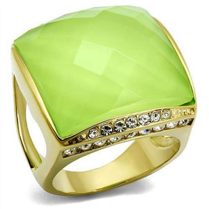 WildKlass Stainless Steel Ring IP Gold Women Synthetic Apple Green Color-WildKlass Jewelry