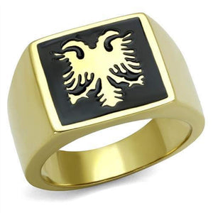 WildKlass Stainless Steel Ring IP GoldMen Epoxy Jet-WildKlass Jewelry