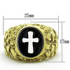 WildKlass Jewelry Stainless Steel Ring Cross Two-Tone IP Gold Men-WildKlass Jewelry