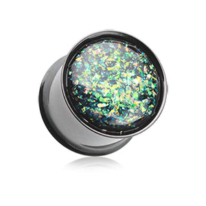 Blackline Opal Glitter Ear Gauge WildKlass Plug-WildKlass Jewelry