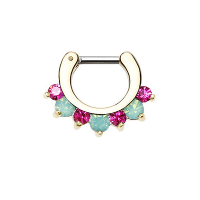 Golden Prong Pacific Opal Gem Precia WildKlass Septum Clicker-WildKlass Jewelry