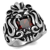 WildKlass Stainless Steel Ring High Polished Men AAA Grade CZ Garnet-WildKlass Jewelry