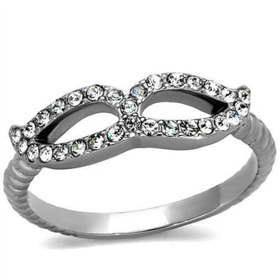 WildKlass Stainless Steel Ring High Polished (no Plating) Women Top Grade Crystal Clear-WildKlass Jewelry