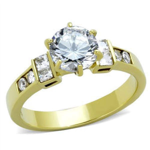 WildKlass Stainless Steel Ring IP Gold Women AAA Grade CZ Clear-WildKlass Jewelry